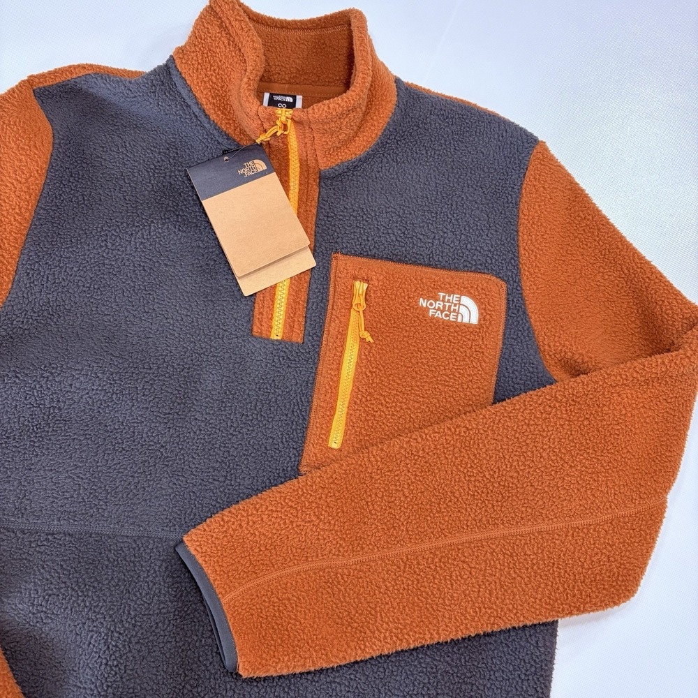 The North Face Yumiori Fleece Pullover Men Sm NWT Orange Ashphalt Gray 1/4 Zip